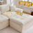 Multifunctional Chenille Sofas, Spacious L-shape With Movable Ottoman For Home