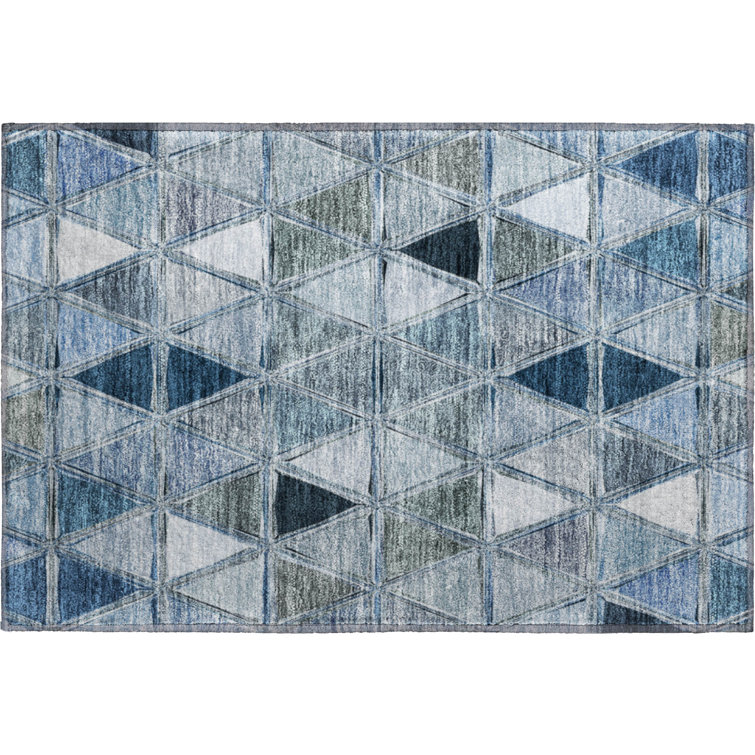 Premium Machine Washable Prisco Blue Rug