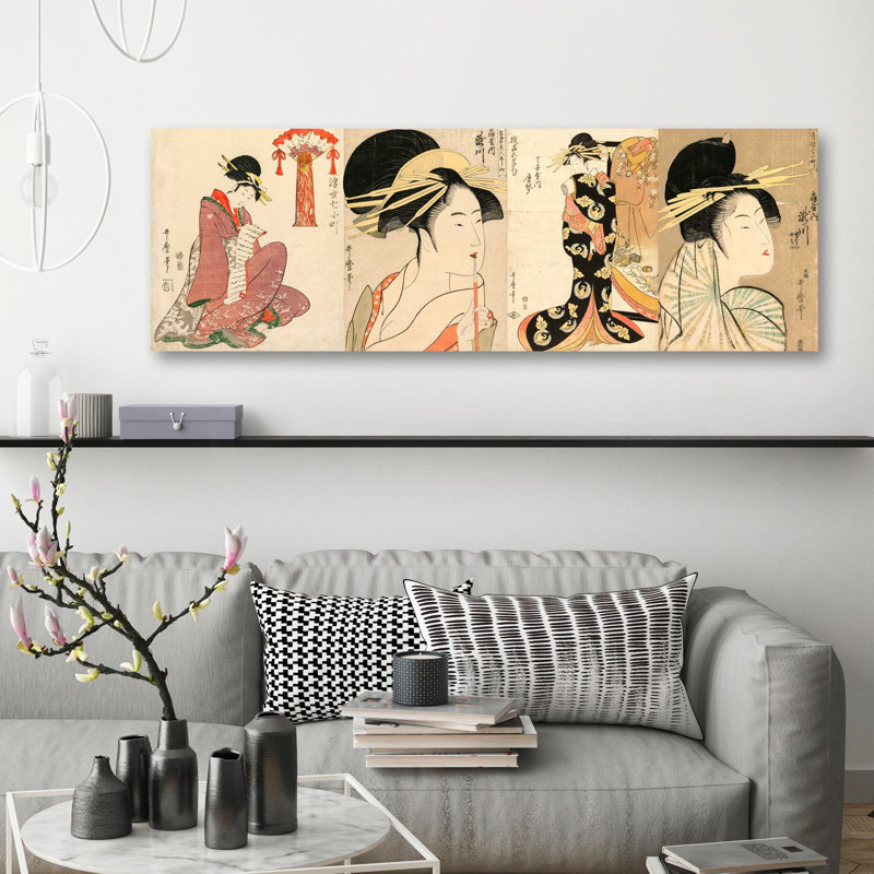 A Selection Of Beautiful Women by Kitagawa Utamaro - Print, 35cm H x 100cm W x 4cm D
