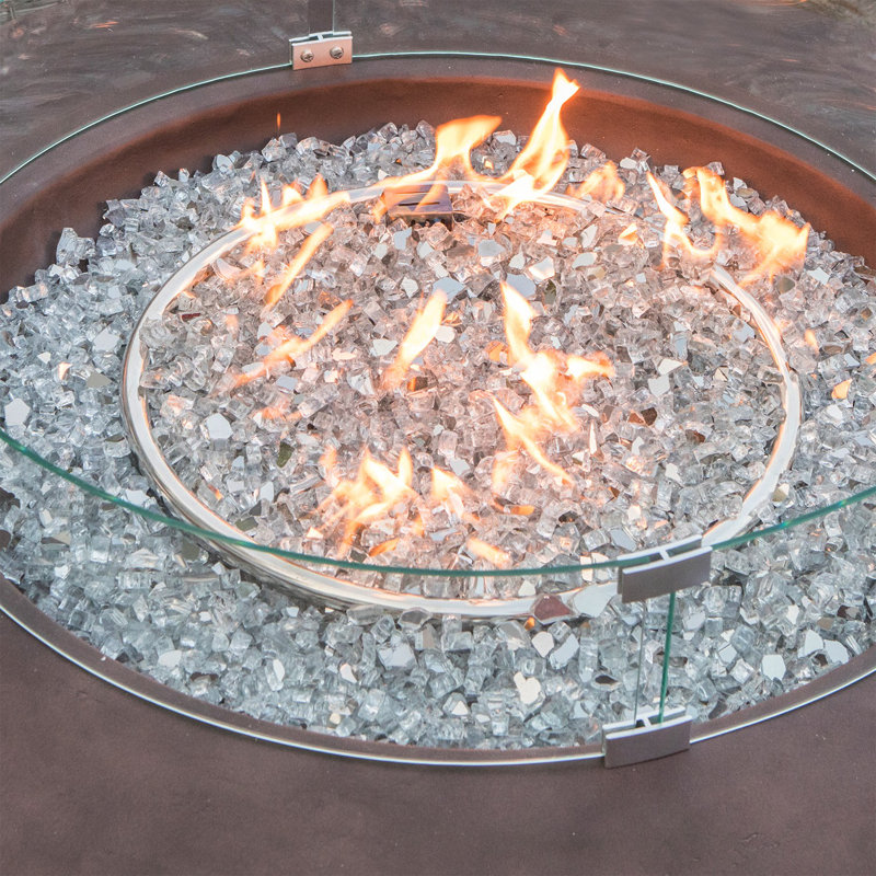 Table de foyer d'extérieur au propane en béton Koby, Bronze foncé / transparent