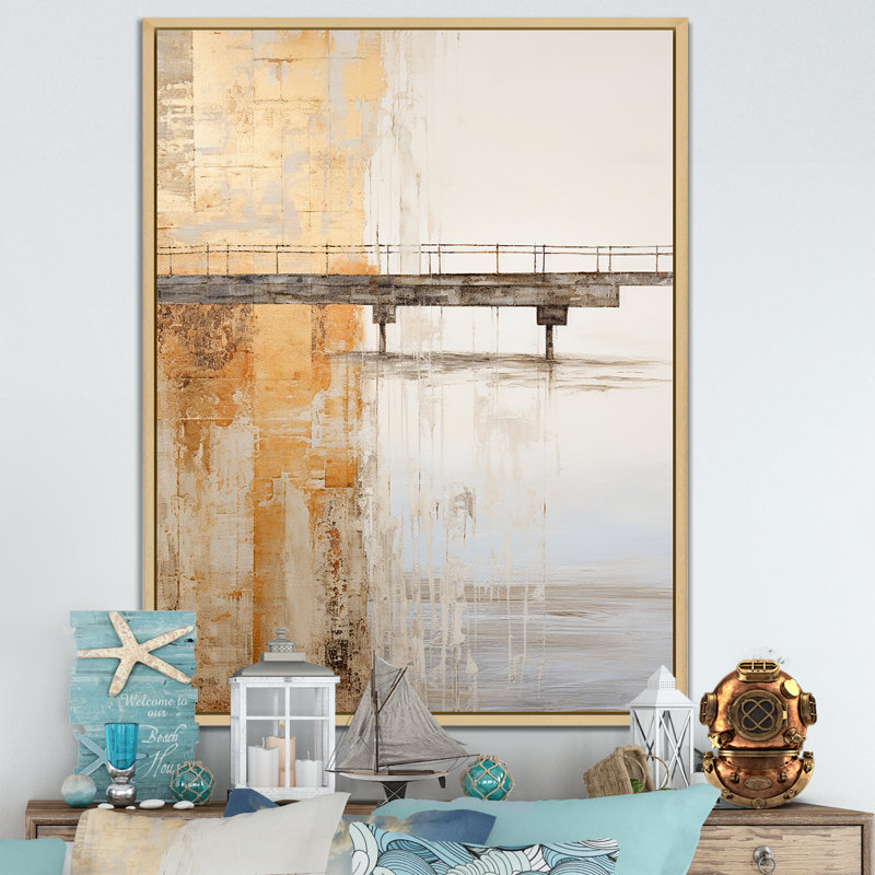 Minimalisme, jetée beige, horizon, Cadre naturel flottant, H 32 po x l 24 po x P 1 po