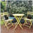 3 Piece Patio Bistro Set of Foldable Round Table and Chairs, Yellow-1383993096