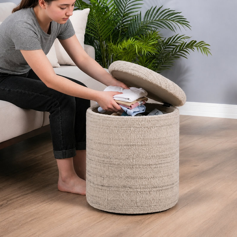 Modern 40cm Ottoman Footstool Pouffe Footrest Stool for Living Room and Bedroom, Neutral Pattern