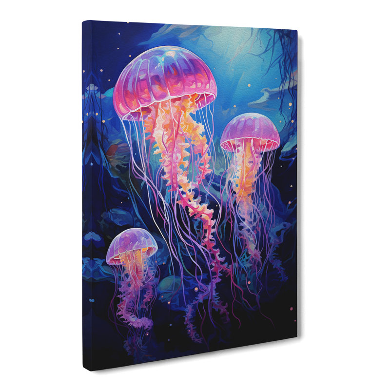 JellyFish Action Painting Art - Wrapped Canvas, 76cm H x 50cm W x 3cm D