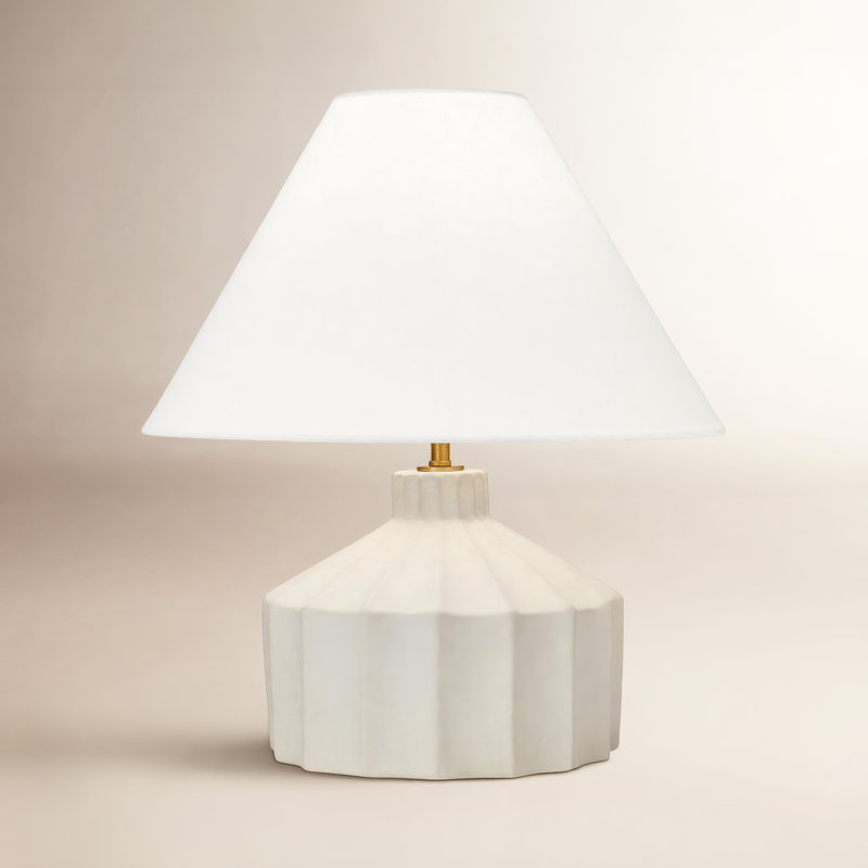 Leesa Ceramic Table Lamp, Matte Concrete, 16.5" H x 15" W x 15" D