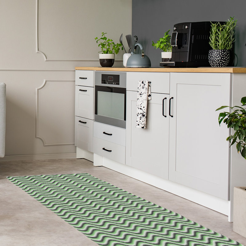 Tapis de zone verte rayures ondulées, Rectangle 2 pi x 3 pi