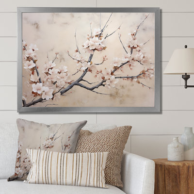 " Minimalism Gray And White Cherry Blossom "