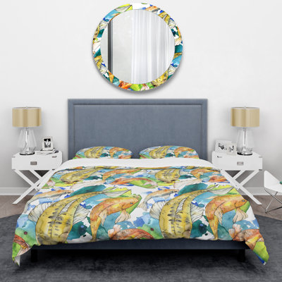 Ensemble de housse de couette en microfibre jaune / vert 2 pièces