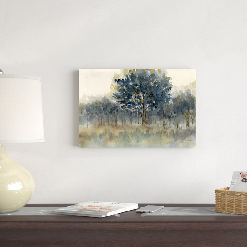Forêt Moody peinte, H 12 po x l 18 po, Toile tendue, Non