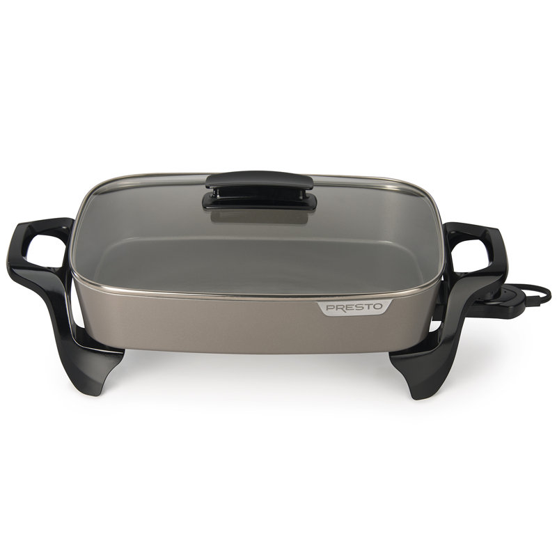 Presto 16-Inch Gray Ceramic Electric Skillet with Glass Cover