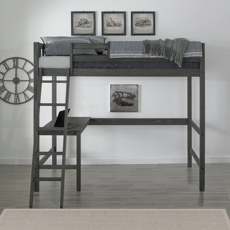 Lit mezzanine à panneau simple Lynn avec bureau intégré par Greyleigh? Bébés et enfants