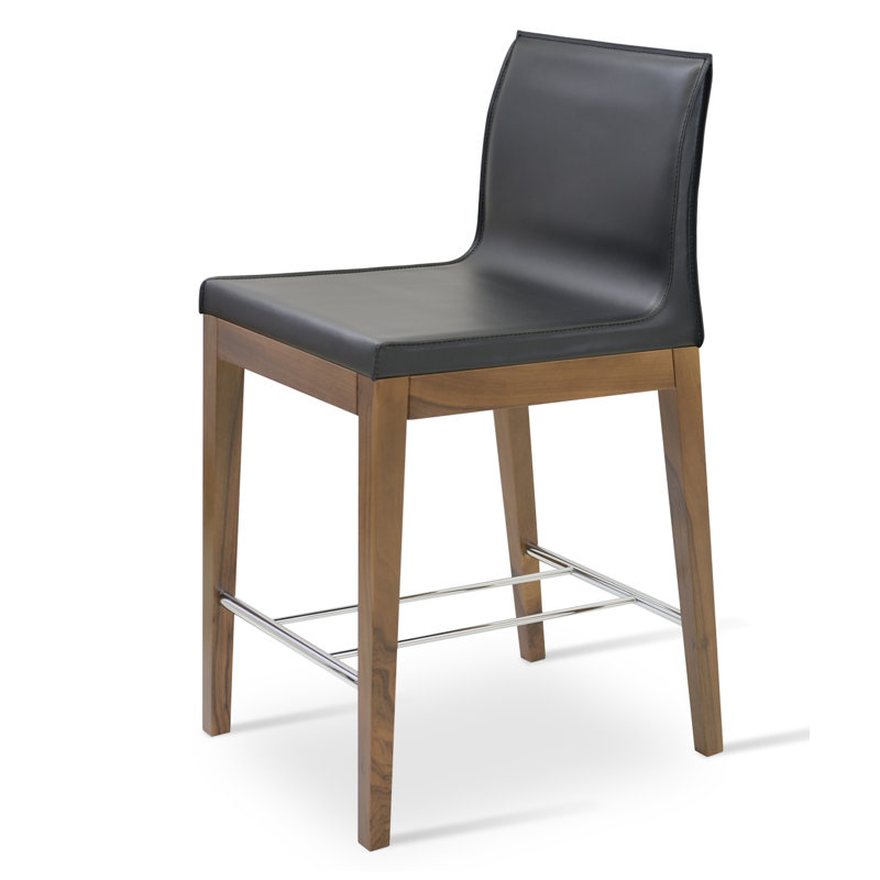 Tabouret de bar et de comptoir Polo, Noyer, Gris foncé, Tabouret de bar (siège d'une hauteur de 29 po)
