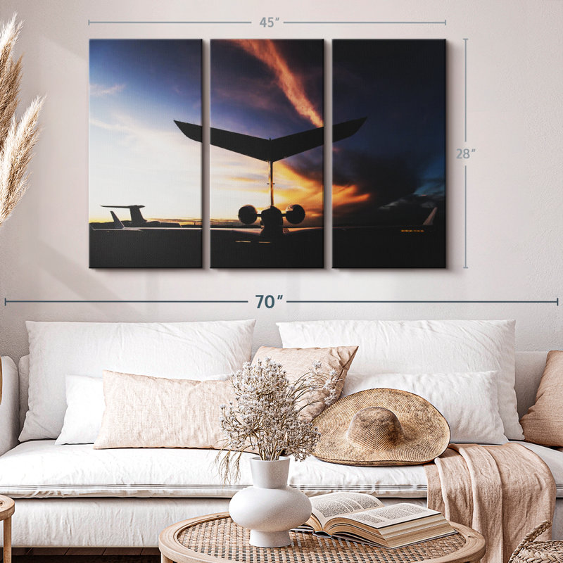 "Silhouette de jet privé" sur, H 28 po x l 45 po x P 1,25 po