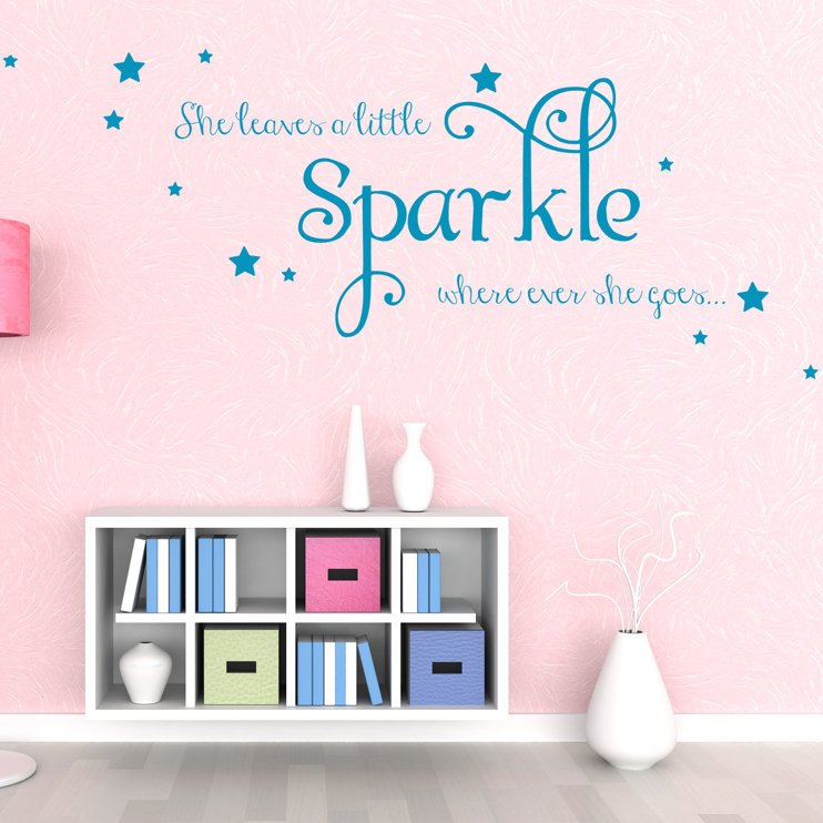 Décalcomanie murale sparkle, H 26 po x l 65 po x P 0,01 po, Bleu sarcelle