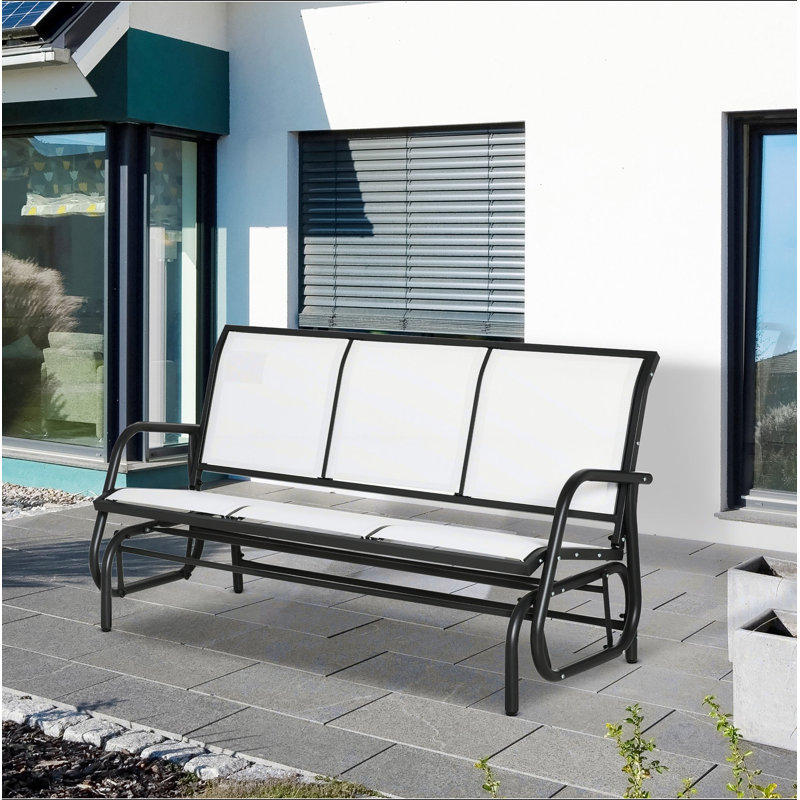 Banc oscillant pour 3 personnes Outsunny, Blanc/Noir