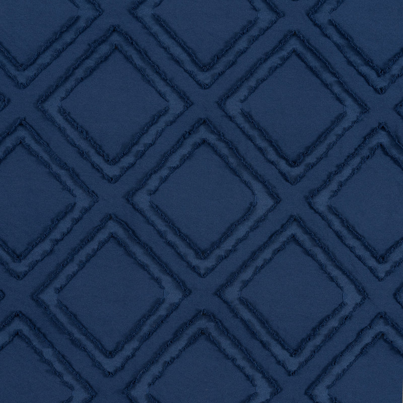 Panneau de rideau simple semi-transparent à motif géométrique Woven Trends Cortlen, L 42 po x L 63 po, Bleu marine