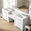 84" Double-Sink Bathroom Vanity, 2 Ceramic Sinks and a Engineered Stone Countertop, Large storage Bathroom Vanity with Silver Metal and 6 Drawers, Soft Closing Design, Wood-128990171
