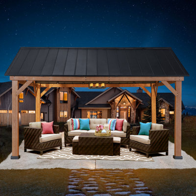 15 Ft. x 13 Ft. Solid Wood Patio Gazebo