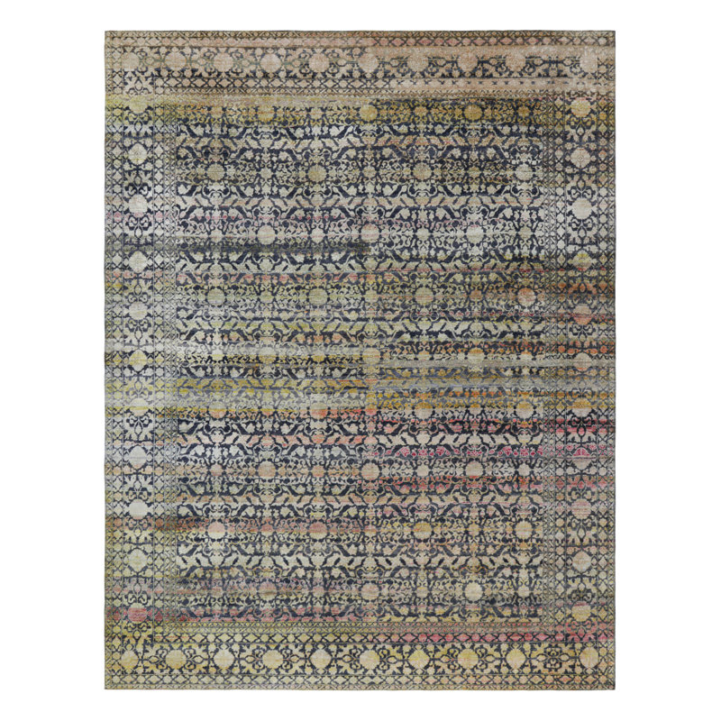 Rug & Kilim’S Oversized Samarkand Style Rug In Navy Blue With Floral Patterns