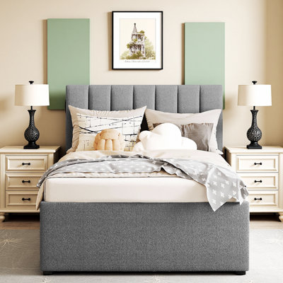 Classic Teddy Fleece Upholstered Platform Bed with Trundle & Smart LED Lighting by Latitude Run