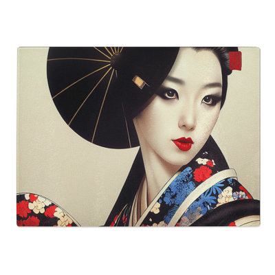 Charming Geisha  Glass Chopping Board