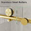 Porte de douche sans cadre, porte de douche en verre coulissante double l 56-60 po x H 74 po avec porte de douche en verre trempé épais épais de 5/16 po (8 mm), système de fermeture en douceur et revêtement anti-déflagrant Nano, or brossé-105009866