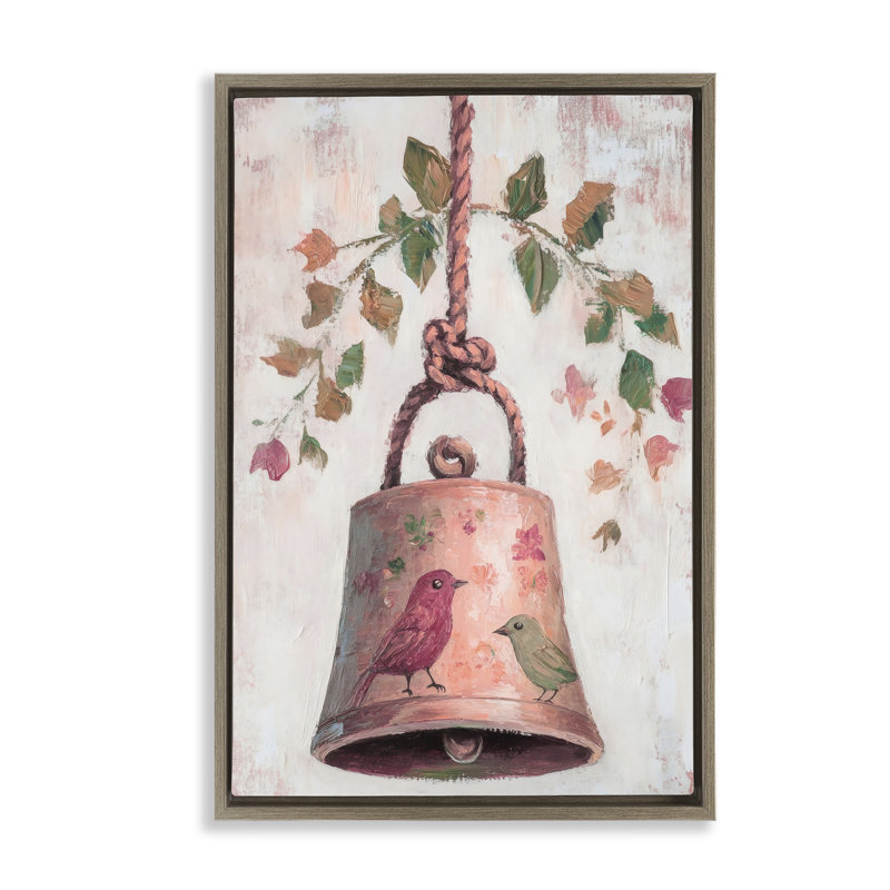 Cadre flottant rétro cloche de Noël, design par Petal Prints Design, H 25 po x l 17 po, Cadre flottant orme Montalcino