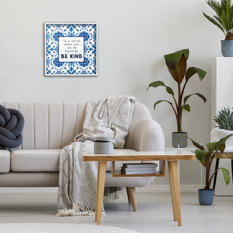 Giclée encadrée à motifs Be Kind Encouragement, H 12 po x l 12 po, Estampe numérique encadrée blanc bord de mer