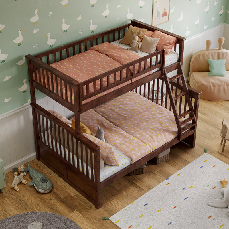  Flinn Solid Wood Bunk Bed, Twin over Full, Walnut