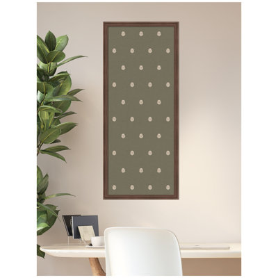 Kate and Laurel Framed Fabric Pinboard Green Botanical Block Print Printed Linen Casual Bulletin Board for Use as a Vision Board or Wall Organization