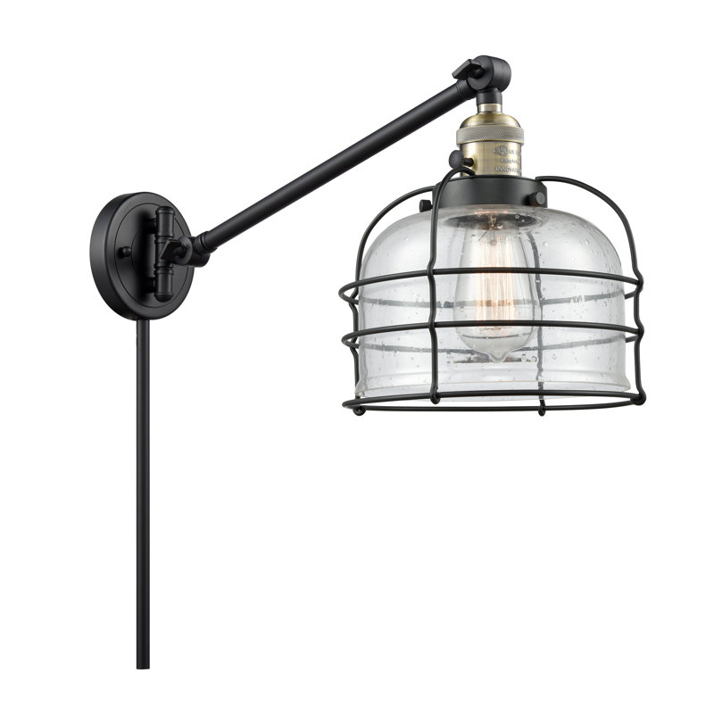 Bras pivotant à 1 lumière à intensité variable Talton, Laiton antique noir, Ampoule DEL 6 watts Vinage, Grainé