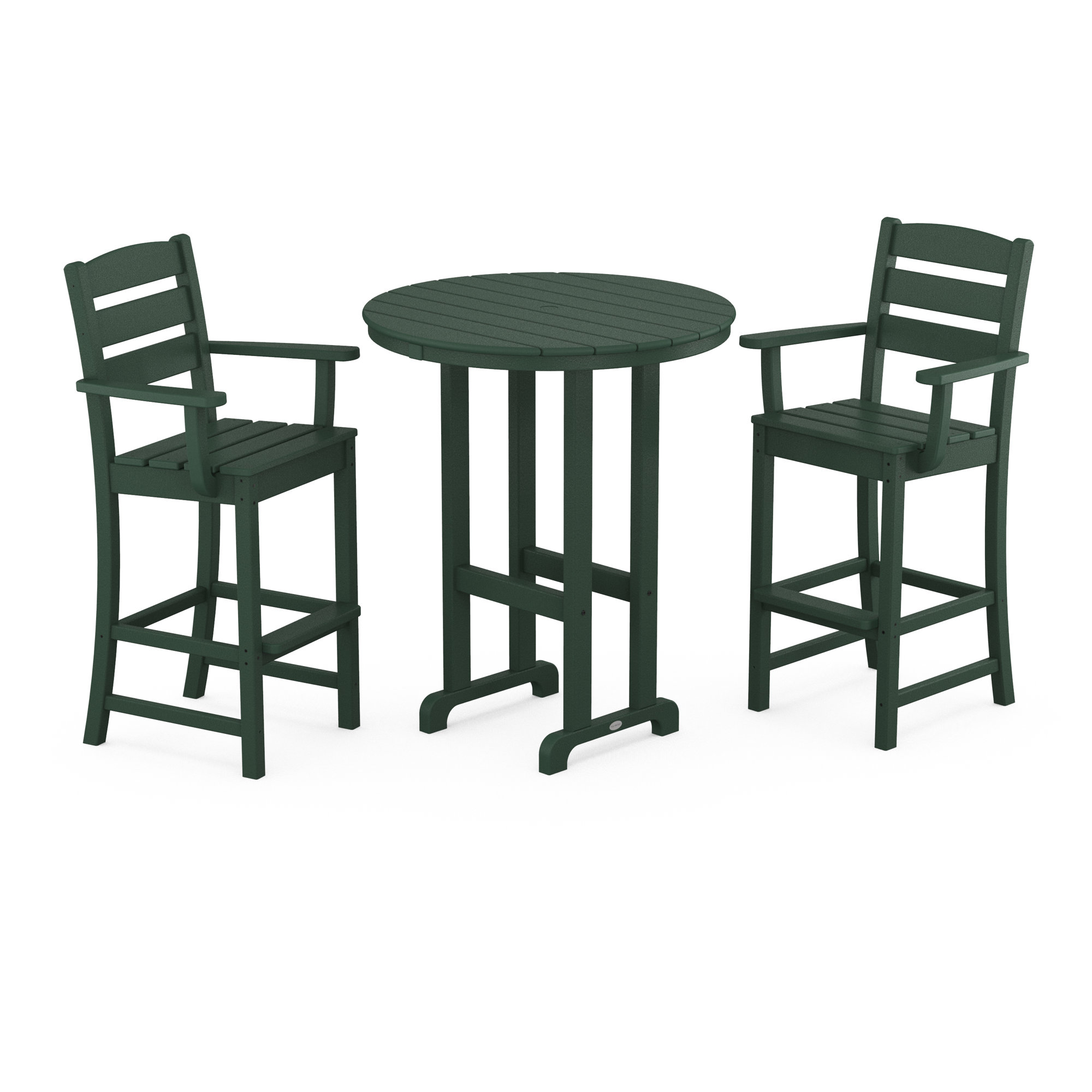 Lakeside 3-Piece Round Bar Arm Chair Set, Green