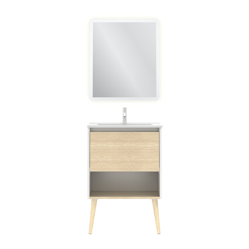 Selsey Vanity & Mirror Set, Light Wood