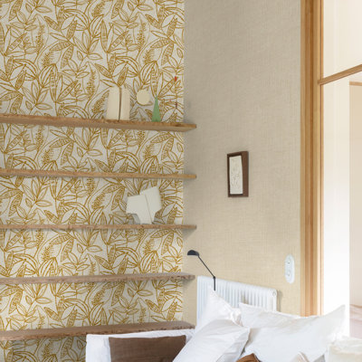 Karuna Collection Stenciled Leaves Wallpaper Roll