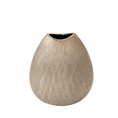 Midwest Decorative Vase Stoneware Ceramic Glam Teardrop Sculpture with Textured Surface and Modern Luxe Accent Design