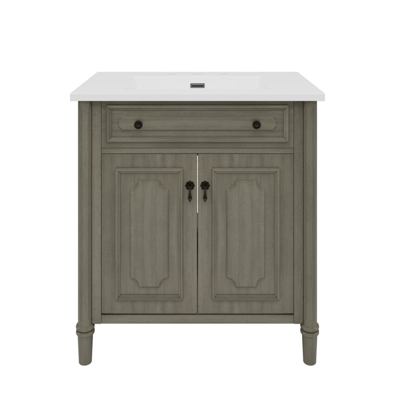 31'' Single Bathroom Vanity With Ceramic Sink Top, Gray