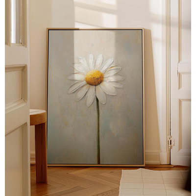 Daisy Painting Print | Single Flower Artwork | Floral Modern Art | Modern Botanical Painting | Minimalist Floral Art | Calm Floral Art - 24 x 16 inches - Museum Gallery Wrap