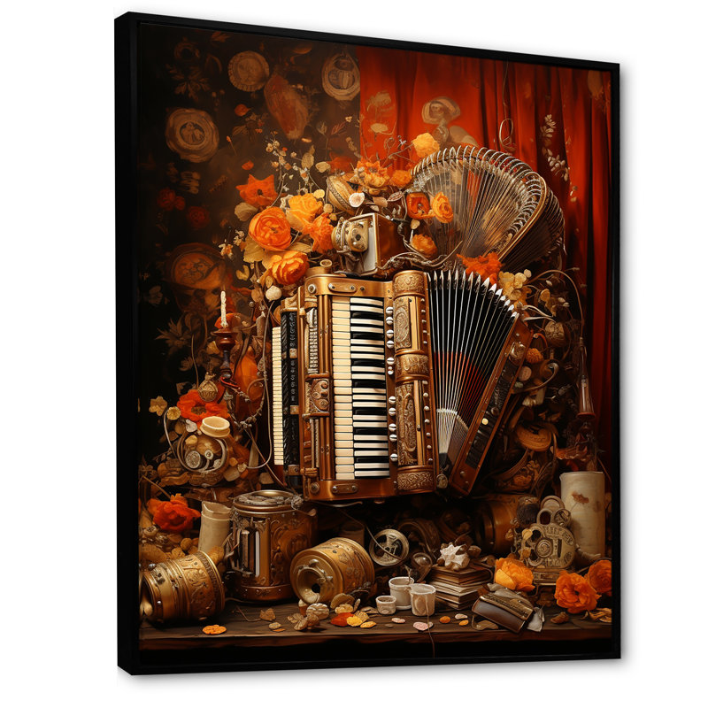 Soufflet soufflé ambre antique sur toile, H 44 po x l 34 po x P 1,5 po, Cadre flottant noir