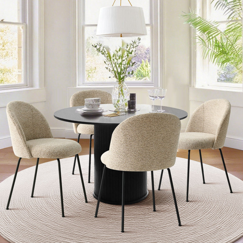 19.5"Seat Height Upholstered Fabric Dining Side Chair, Oatmeal
