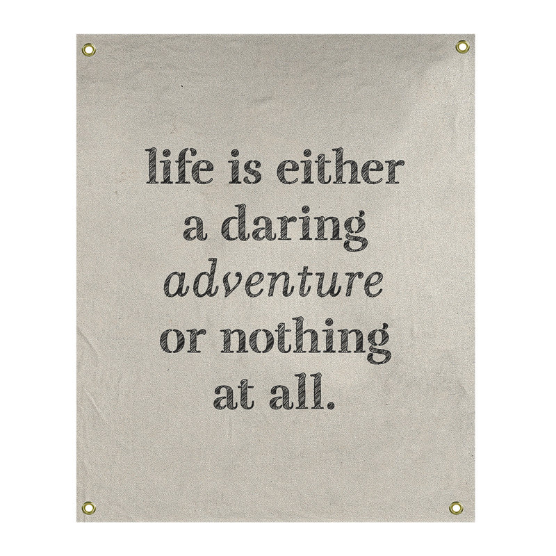 Tapisserie en polyester "life quote" adventure, H 59 pi x l 50 po, Blanc / Noir