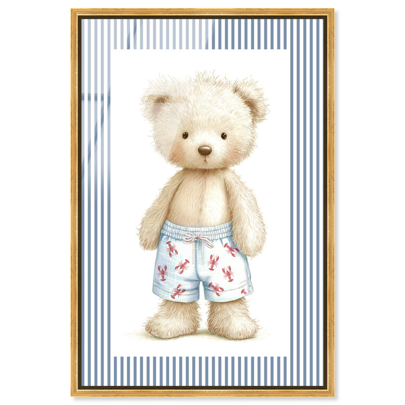 «Swim Trunks Teddy», reproduction murale encadrée par Art Remedy, cadre doré, 10 x 15, H 16 po x l 11 po, Encadrement doré