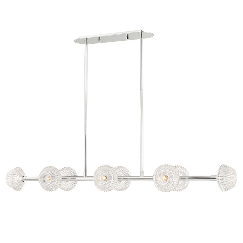Luminaire pour îlot 8 lumières Dorene, Nickel poli