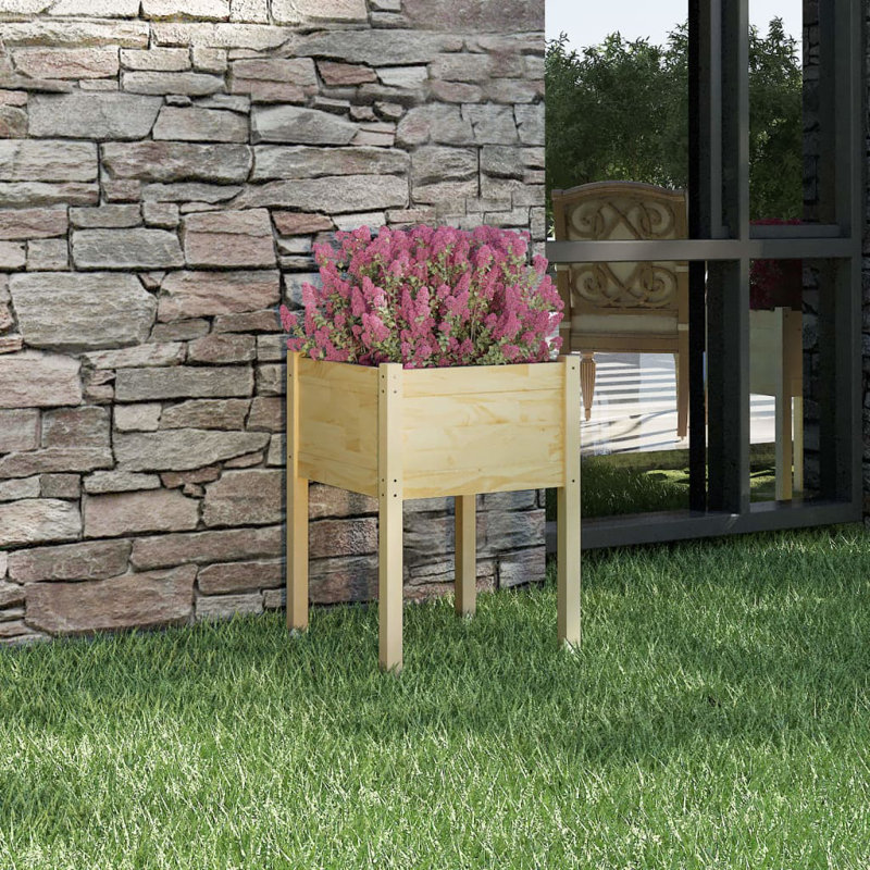 Alasha Wood Planter Box, 70cm H x 50cm W x 50cm D, Light Brown
