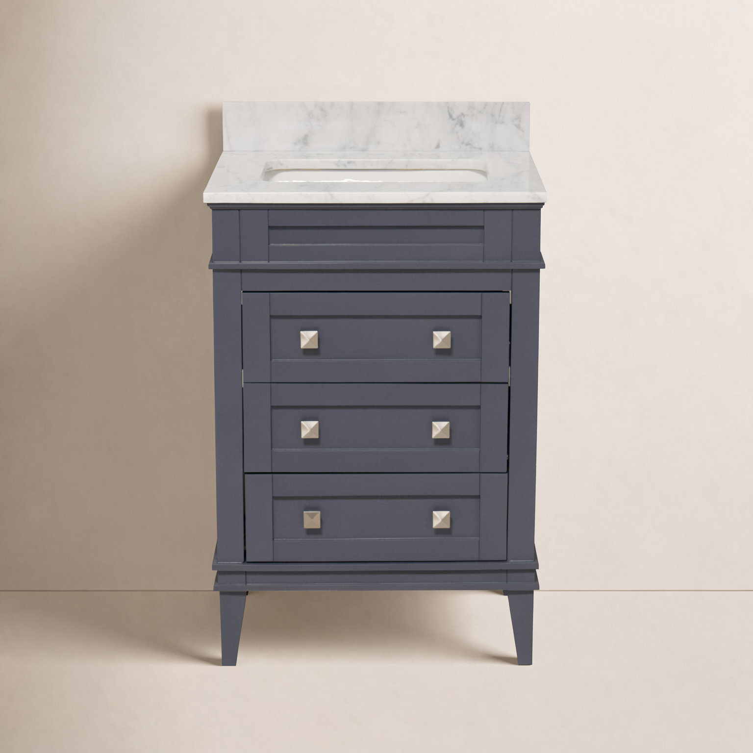 24'' Single Bathroom Vanity, Carrara Marble, Marine Gray