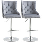 Upholstered Adjustable Height Counter Stool with Metal Frame