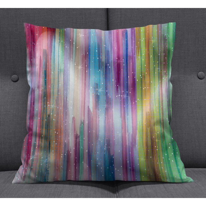 Throw Pillow With Insert, Multi Striped/Abstract 1, 16"H x 16"W