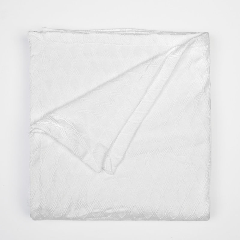 Couverture en mélange de coton eucalyptus, Simple, Blanc