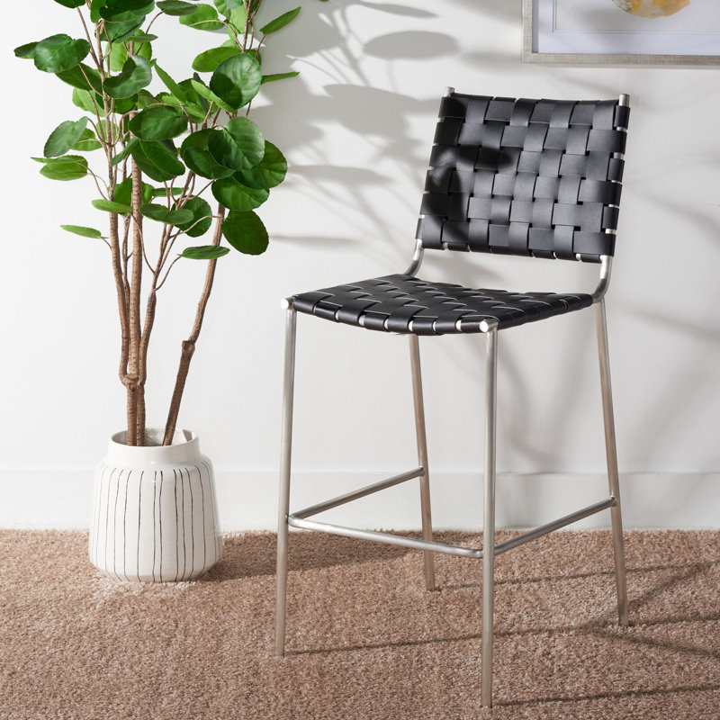 Tabouret de comptoir 26 po Ryland, Argent, Noir