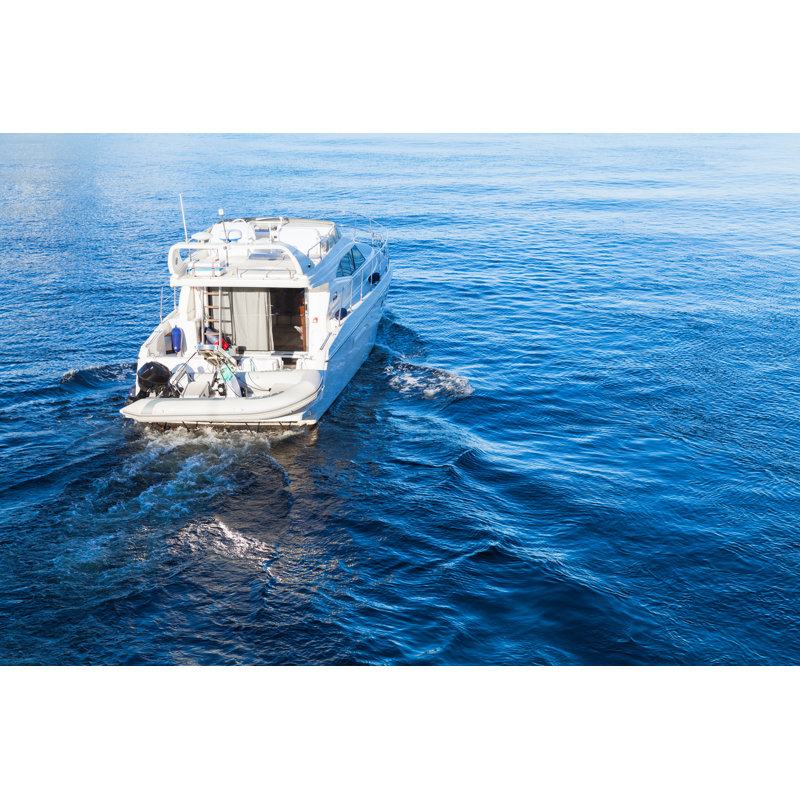 White Pleasure Motorboat - Wrapped Canvas Print, 30cm H x 46cm W x 3.8cm D