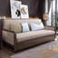 Canapé-lit standard en acier et bois massif beige, brun et coton-117167586
